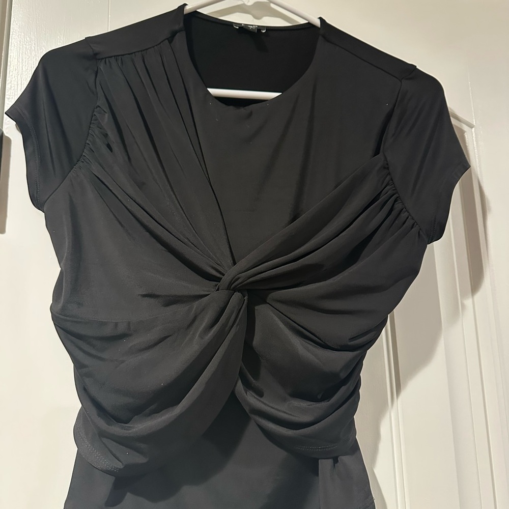 Express Black Fitted Twist-Front Blouse